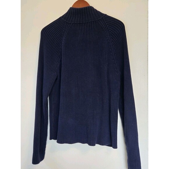 Lauren Jeans Ralph Lauren Sweater Womens XL Blue Rib Knit Cardigan Gold Buttons - Picture 5 of 7